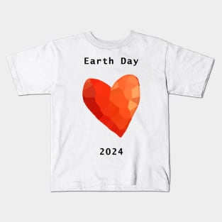 Earth Day 2024 Red Heart Kids T-Shirt